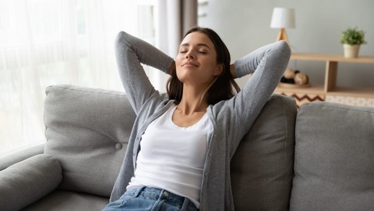 woman relaxing in home