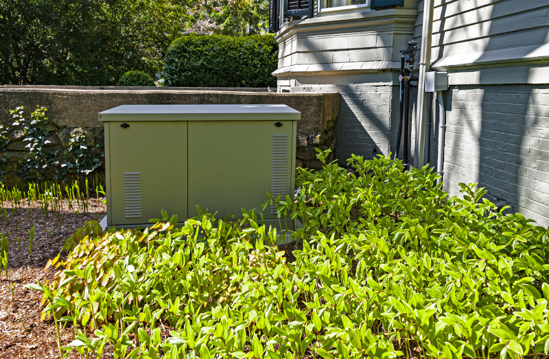 Residential Generator in a home's backyard
